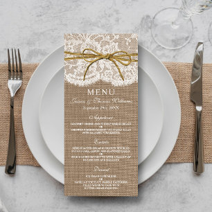 The Rustic Twine Bow Wedding Collection - Menu