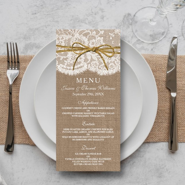The Rustic Twine Bow Wedding Collection - Menu (Creator Uploaded)
