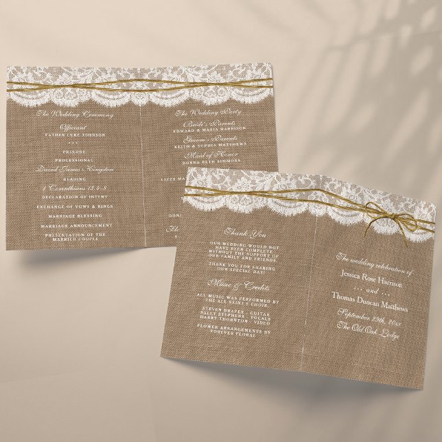 The Rustic Twine Bow Wedding Collection - Programs (Creator Uploaded)