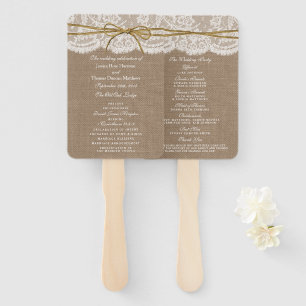 The Rustic Twine Bow Wedding Collection - Programs Hand Fan
