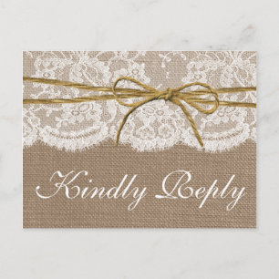 The Rustic Twine Bow Wedding Collection - RSVP Invitation Postcard