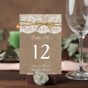 The Rustic Twine Bow Wedding Collection Table Number
