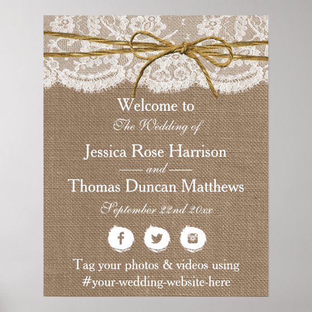 The Rustic Twine Bow Wedding Collection Welcome Poster (Front)