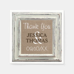 The Rustic White Frame & Burlap Wedding Collection Napkin