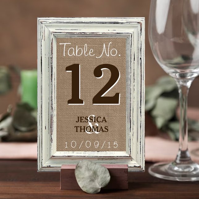 The Rustic White Frame & Burlap Wedding Collection Table Number (Creator Uploaded)