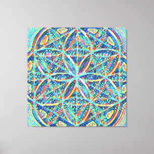 The Sacred Blueprints   Tile Mosaic, Seed of Life Canvas Print