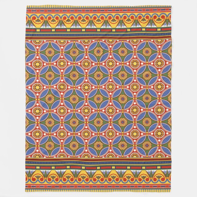 The Sacred Geometry: Egyptian Lotus Fields  Fleece Blanket (Front)