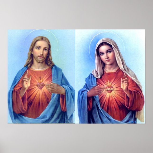 The Sacred Heart and The Immaculate Heart Poster (Front)