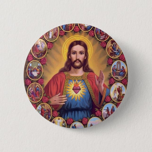 The Sacred Heart Of Jesus 6 Cm Round Badge (Front)