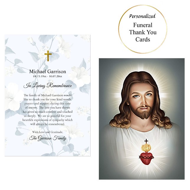 The Sacred Heart of Jesus Catholic Memorial Thank You Card (Creator Uploaded)
