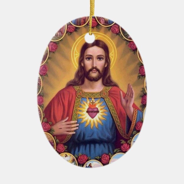 The Sacred Heart Of Jesus Ceramic Tree Decoration (Front)