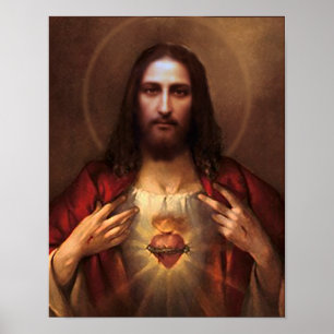 The Sacred Heart of Jesus Devotional Image. Poster