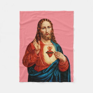 The Sacred Heart Of Jesus Fine Art Portrait Fleece Blanket