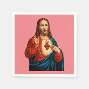 The Sacred Heart Of Jesus Fine Art Portrait Napkin