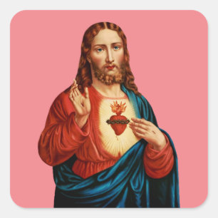 The Sacred Heart Of Jesus Fine Art Portrait Square Sticker