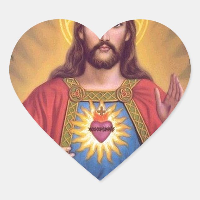 The Sacred Heart Of Jesus Heart Sticker (Front)