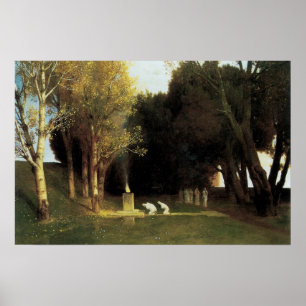 The Sacred Wood by Arnold Bocklin, Vintage Art Poster