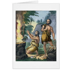 The Sacrifice of Cain and Abel, from a bible print
