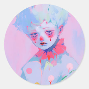 The Sad Young Clown Classic Round Sticker