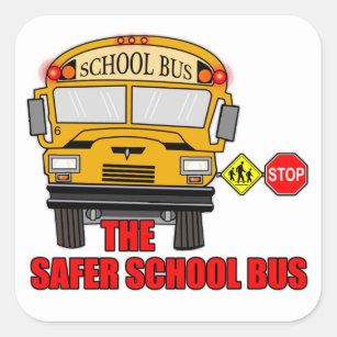 The safer school bus square sticker