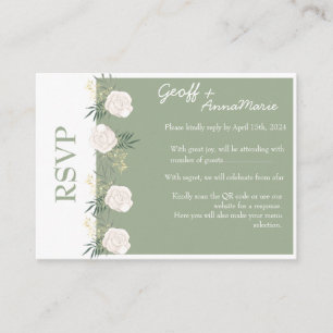 The Sage and White Rose Wedding Enclosure Reply  Card