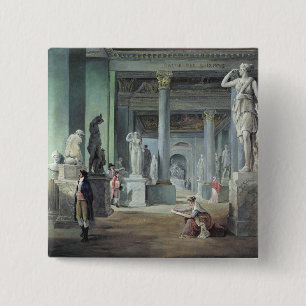 The Salle des Saisons at the Louvre, c. 1802 15 Cm Square Badge