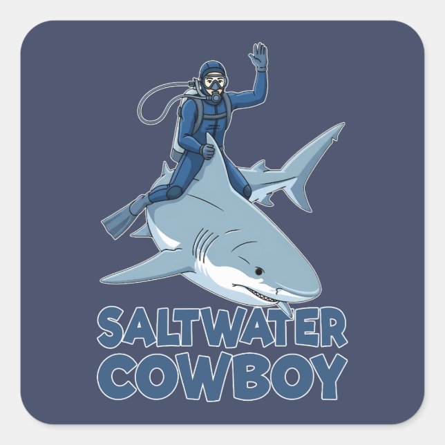 The Saltwater Cowboy Square Sticker (Front)