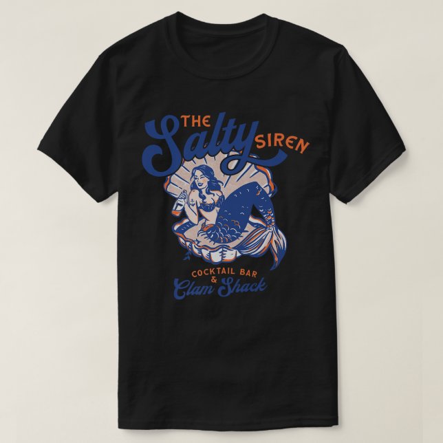 The Salty Siren Cocktail Bar & Clam Shack Cute Mer T-Shirt (Design Front)
