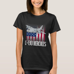 The Salty Veteran C-130 Hercules American Flag Mil T-Shirt