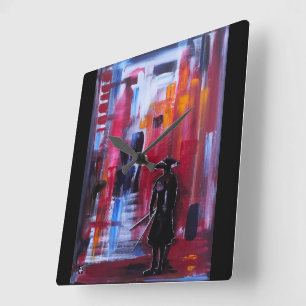 The Samurai's Horizon Painting by Alfred Fox Square Wall Clock