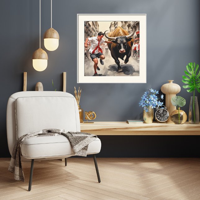 The San Fermin parade in Spain Print (The San Fermin parade in Spain. Print.
Artist: Roger Smith)