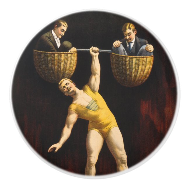 The Sandow Eugen Sandow Vaudeville Weightlifter  Ceramic Knob (Front)
