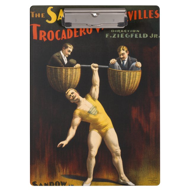 The Sandow Eugen Sandow Vaudeville Weightlifter  Clipboard (Front)