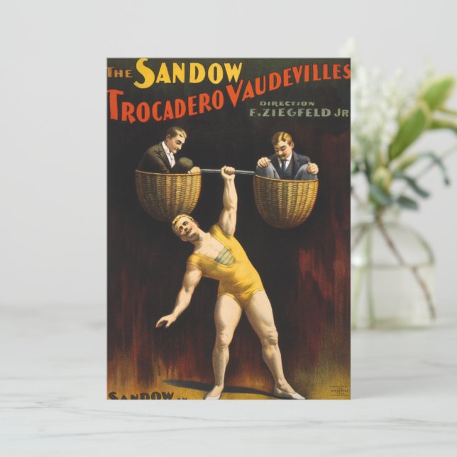 The Sandow Eugen Sandow Vaudeville Weightlifter  Holiday Card (Standing Front)