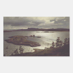 The Sandvik Fiord by Hans Gude Rectangular Sticker