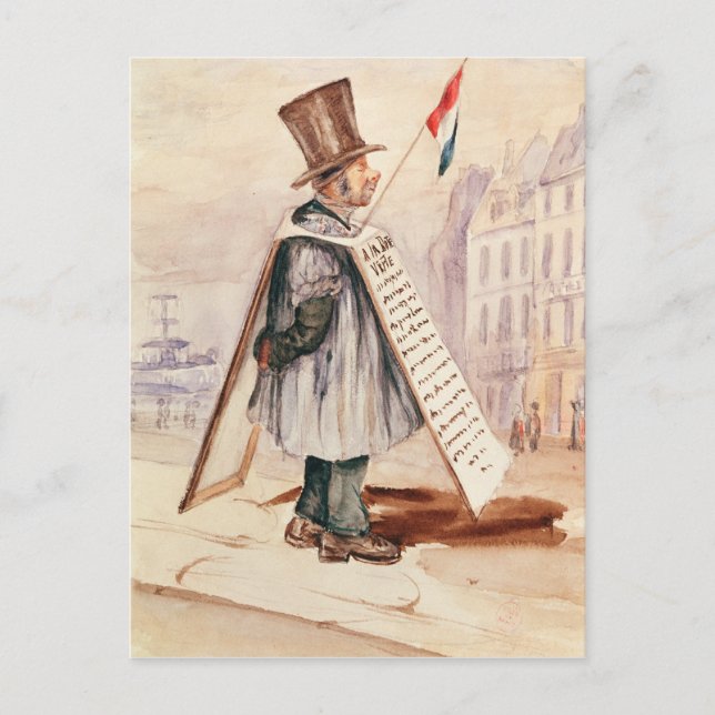 The Sandwich Board Man, Boulevard du Temple, 1839 Postcard (Front)