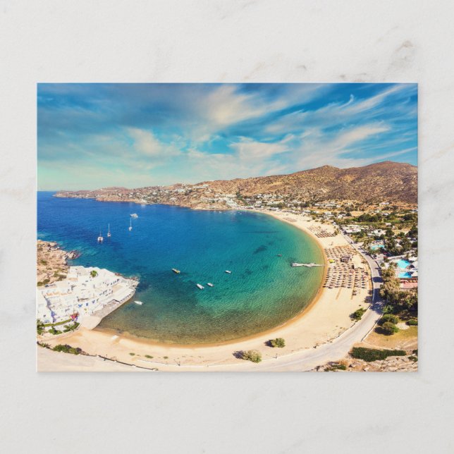 The sandy beach Mylopotas in Ios island, Greece Postcard (Front)