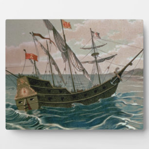 The Santa Maria Approaching the Coast of the New W Plaque