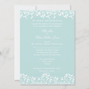 The Sarah Jane blue and  white wedding invitation