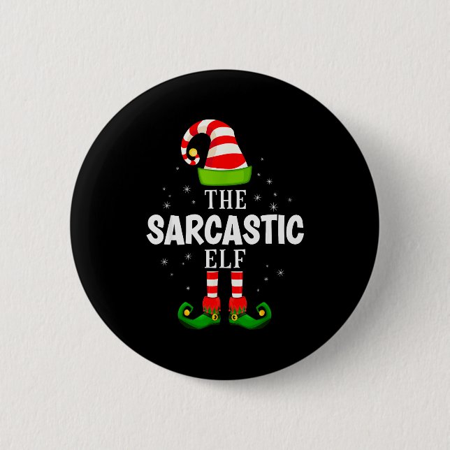 The Sarcastic Elf Christmas Pjs Matching Pajama  6 Cm Round Badge (Front)