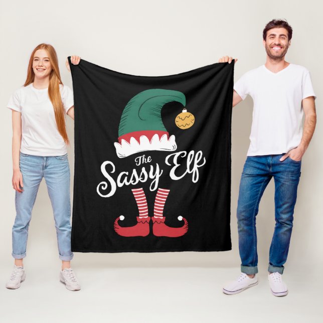 The Sassy Elf Family Matching Funny Christmas Fleece Blanket (In Situ)