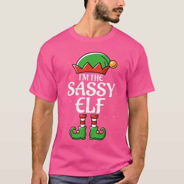 The Sassy Elf for Girls Boys Women Men Matching Ch T-Shirt (Front)