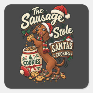 The Sausage Stole Santa's Cookies Dachshund Christ Square Sticker