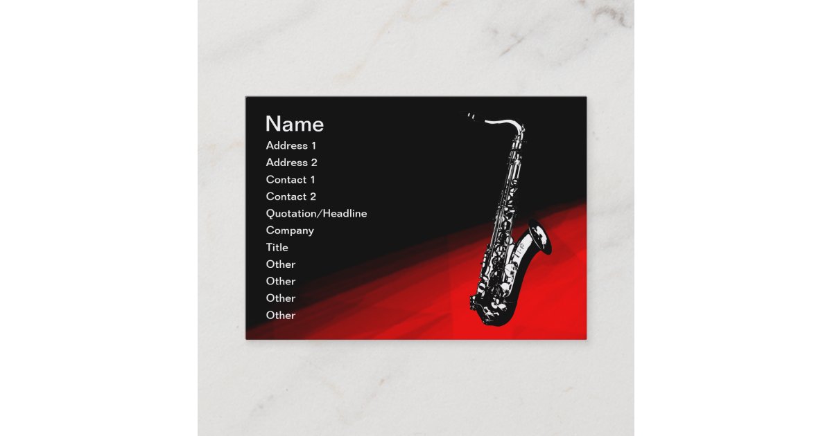 The Saxophone Business Card Zazzle