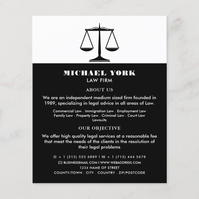 The Scales of Justice, Legal Services Advertising Flyer (Front)