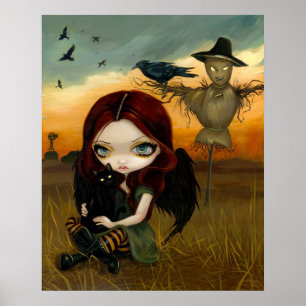 The Scarecrow gothic fairy cat halloween Art Print