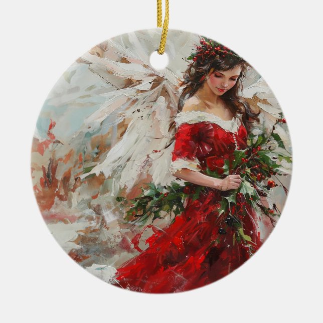 The Scarlet Christmas Angel Holiday Ornament (Front)