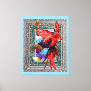 The Scarlet Macaw And The Hermit - Parrot Tarot Canvas Print
