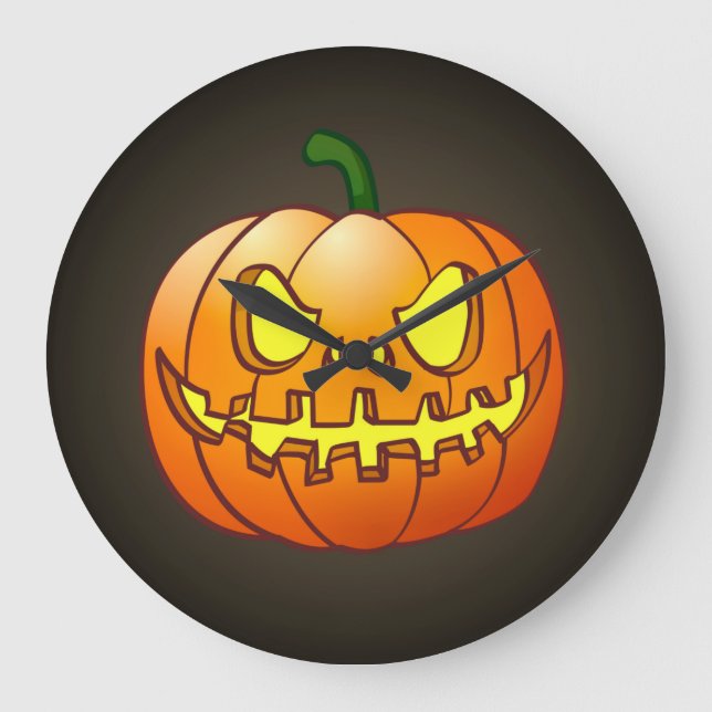 The scary Halloween pumpkin. Large Clock (Front)