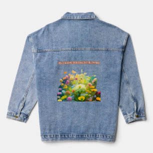 The scenery of cherry blossoms blooming, the sigh denim jacket